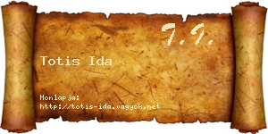 Totis Ida névjegykártya
